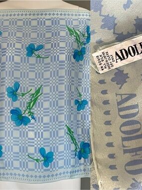 Vintage Adolfo Silk Scarf Delightful Florals 22 In Mint Condition